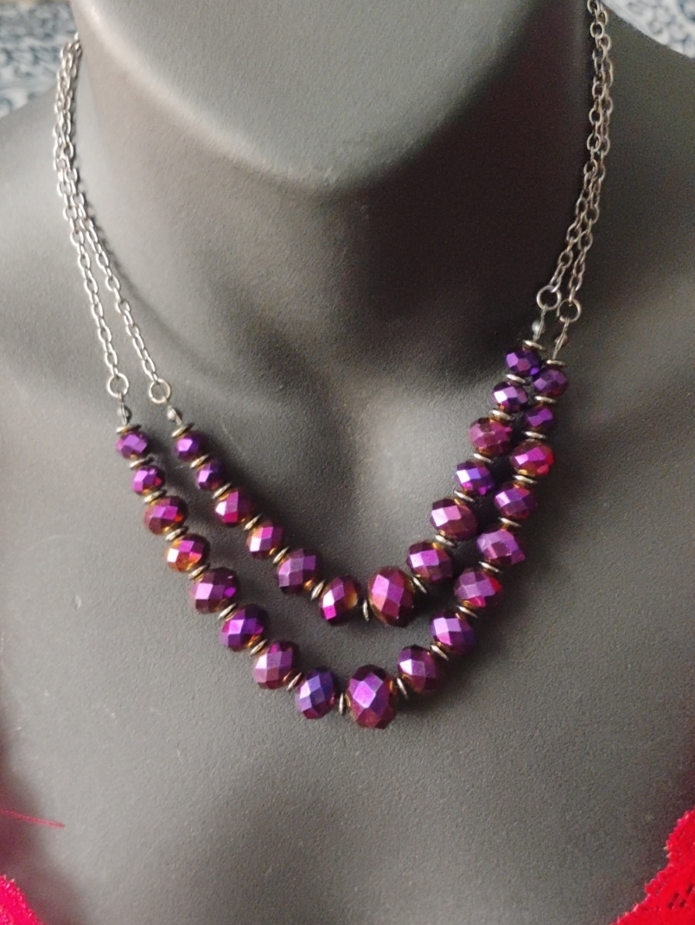 paparazzi Iridescent Purple Double Strand Faceted Necklace